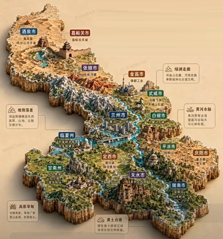 甘粛省地図