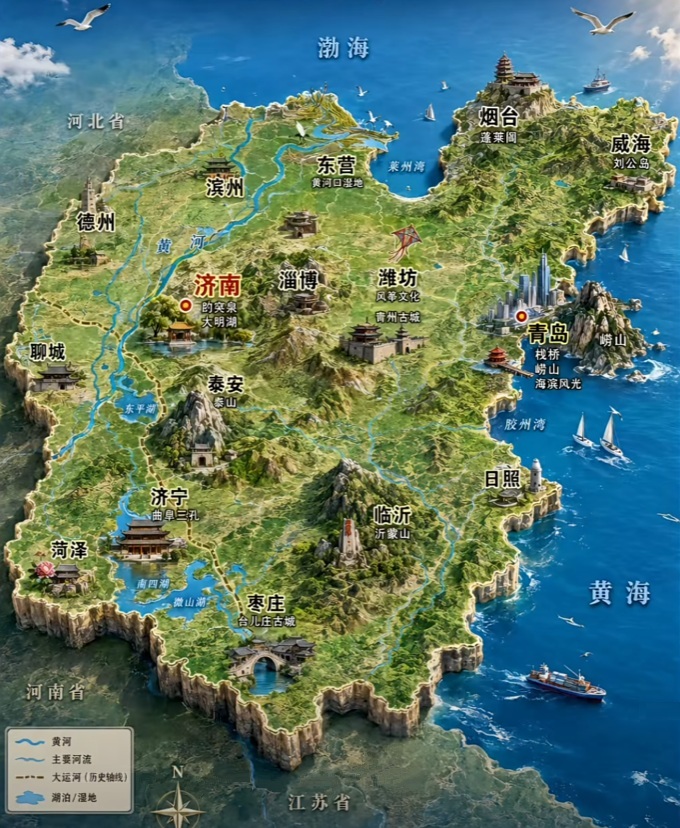 山東省地図